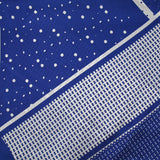 Mousseline crinkle satinée imprimée pois graphique blanc et bleu roi
