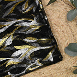 Mousseline de Soie dévorée Tlija or et argent fond noir