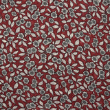 Mousseline imprimée crinkle fleurs écrues fond brique