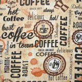 Polycoton imprimé café fond beige