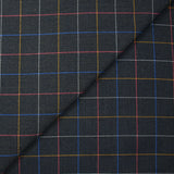 Polyviscose tissée-teinte à carreaux Nicolas fond marine chiné