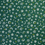 Popeline de coton imprimé étoile filante fond vert