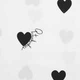 Cotton poplin printed black heart white background
