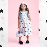 Cotton poplin printed black heart white background