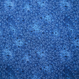 Popeline de coton imprimée jardin fleuri fond bleu cobalt