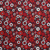 Popeline de coton imprimée marguerite rouge