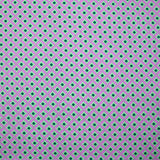 Popeline enduite imprimée fleur losange vert fond violet