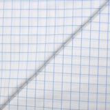 Popeline polycoton tissée-teinte à carreaux Barnabé bleu fond blanc