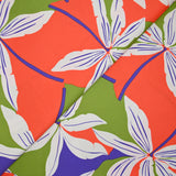 Satin de coton élasthanne palmier orange et vert