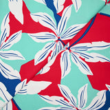 Satin de coton élasthanne palmier rouge et vert d'eau