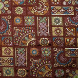 Satin lourd brodé et sequins patchwork fond bordeaux au mètre