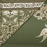 Satin polyester imprimé cachemire en frise fond kaki