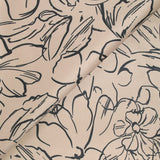 Scuba touché suédine imprimé fleurs fond beige