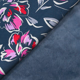 Sweat envers doudou fleurs orchidée et rouge fond marine