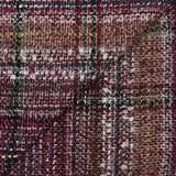 Tweed de laine mélangée Capucine ligne marine et noire fond lie de vin