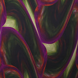 Twill de viscose imprimé ondes de feuilles vert et violet