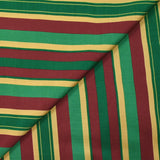 Twill de viscose imprimé rayé bordeaux, vert prairie et doré