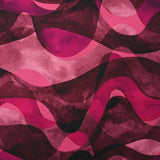 Twill de viscose imprimé vagues vieux rose et fuchsia