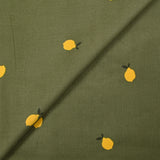 Velours de coton côtelé imprimé citron fond vert