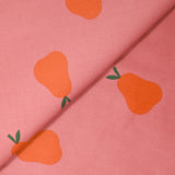 Velours de coton côtelé imprimé poire orange fond rose