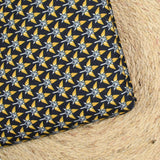 Polyviscose imprimé doux imprimé graphique jaune fond bleu marine