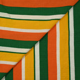 Viscose gaufrée imprimée rayée jaune, orange et vert