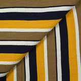 Viscose gaufrée imprimée rayée jaune, taupe et marine