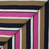 Viscose gaufrée imprimée rayée magenta, taupe et marine