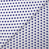 Viscose imprimée à pois 8mm indigo fond blanc