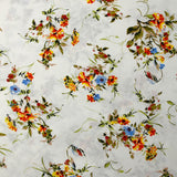 Viscose imprimée bouquet floral fond blanc