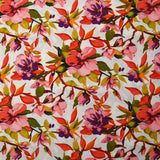 Viscose imprimée éclosion florale fond blanc