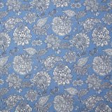 Viscose imprimée fleurs de Jaipur fond bleu ciel