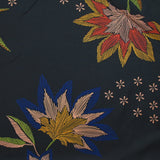 Viscose imprimée fleurs en traits fond noir