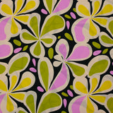 Viscose imprimée Flower Power vert et violet