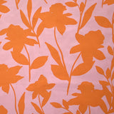 Viscose imprimée Linda orange fond rose