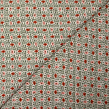 Viscose imprimée losange brique et rose fond gris clair