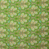 Viscose imprimée paon impérial beige fond vert