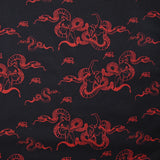 Viscose imprimée serpents rouge fond bleu nuit