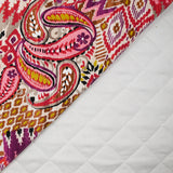 Viscose matelassée double face ikat et cachemire rose et violet au mètre
