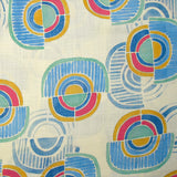 Viscose tissée imprimée arc en demi-cercle fond écru