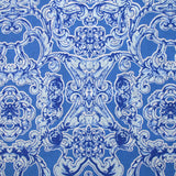 Voile de coton imprimé baroque fond bleu