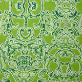 Voile de coton imprimé baroque fond vert anis