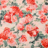 Voile de viscose imprimée rosier fond blush