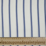 Viscose imprimée double rayures bleu fond blanc