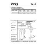 Patron Burda n°6218 : Pantalon – forme droite – poches plaquées