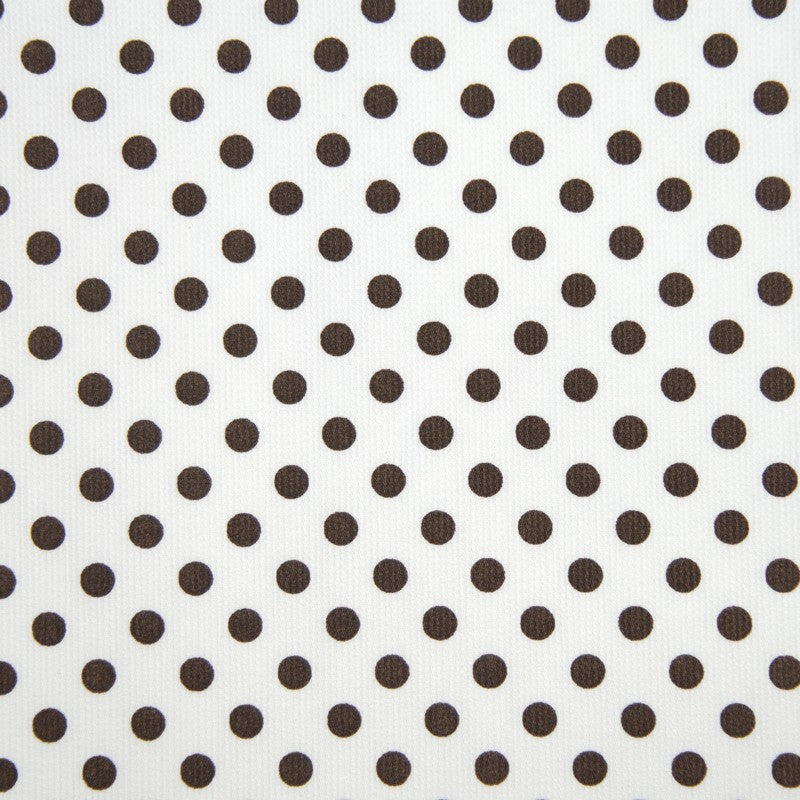 Tissus Piqué de coton milleraies imprimé pois marrons sur fond blanc
