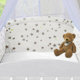 Estrellas de topo mate mate de algodón y verde anís por metro