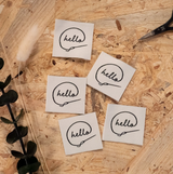 Étiquettes tissées "Hello" x 5