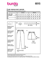 Patron Burda n°6015 : Pantalon