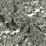 Dentelle cordon fleurs fond kaki